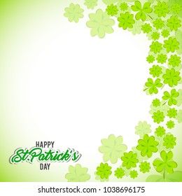 Elegant greeting card design with creative shiny text Happy St. Patrick's Day on green background.