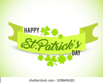 Elegant greeting card design with creative shiny text Happy St. Patrick's Day on green background.
