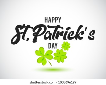 Elegant greeting card design with creative shiny text Happy St. Patrick's Day on green background.