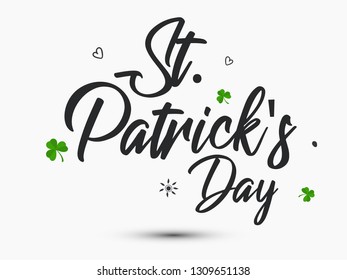 Elegant greeting card design with creative text/font of Happy St. Patrick's Day on decorative background. - Vector illustration