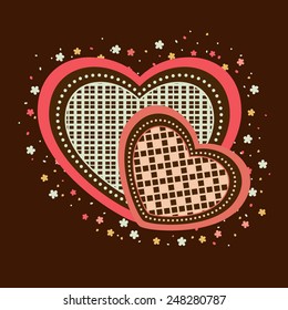 Elegant greeting card design with creative hearts shape surrounded by flowers for Happy Valentines Day celebration.