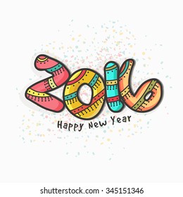 Elegant greeting card design with creative colorful text 2016 for Happy New Year celebration.