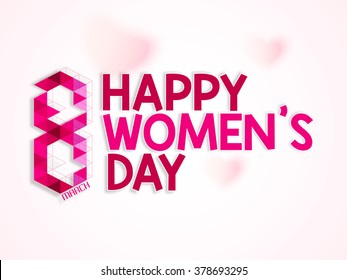 Elegant greeting card design with creative text 8 March, Happy Women's Day on shiny background.