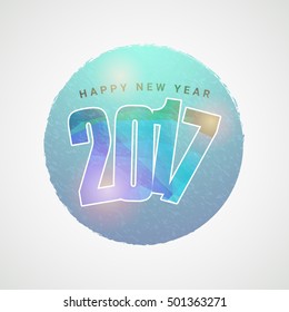 Elegant greeting card design with creative text 2017 for Happy New Year celebration.