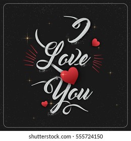Elegant greeting card design with creative text I Love You and Red Hearts for Happy Valentine's Day celebration.