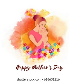 Elegant Greeting Card design with Creative Text Love You Mom for Happy Mother's Day celebration.