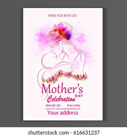 Elegant Greeting Card design with Creative Text Love You Mom for Happy Mother's Day celebration.