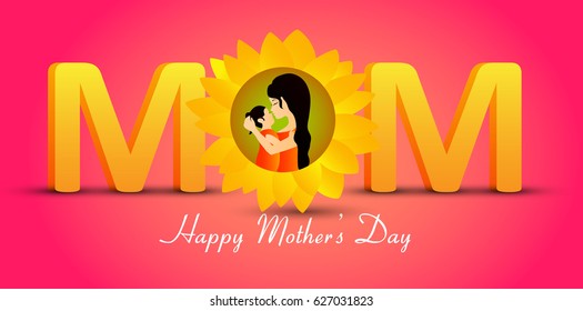 Elegant Greeting Card design with Creative Text  Happy Mother's Day celebration.