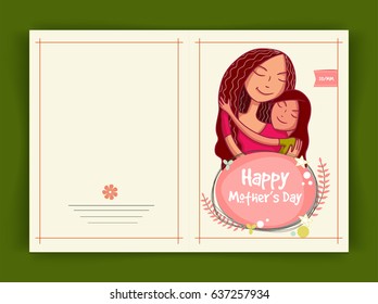 Elegant greeting card design with cute mother and daughter characters for Happy Mother's Day.