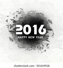 Elegant greeting card design decorated with shiny text 2016 and color splash for Happy New Year celebration.