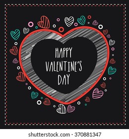 Elegant greeting card design decorated with creative colorful hearts for Happy Valentine's Day celebration.