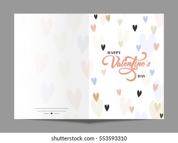 Elegant Greeting Card design decorated with hearts for Happy Valentine's Day celebration.