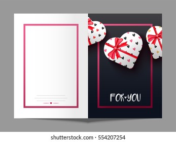 Elegant Greeting Card design decorated with creative hearts for Happy Valentine's Day celebration.