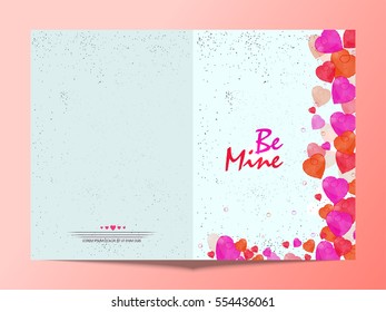 Elegant greeting card design decorated with hearts for Happy Valentine's Day Celebration.