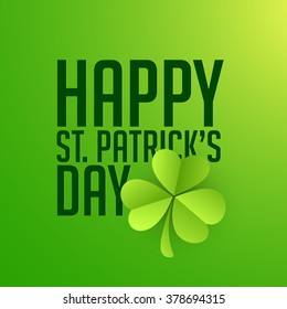 Elegant greeting card design with glossy shamrock leaf for Happy St. Patrick's Day celebration.