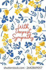 Elegant greeting card  design with hand drawn flowers and leaves.