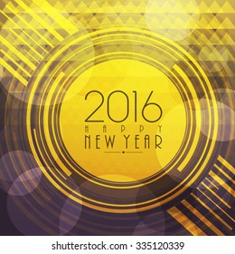 Elegant greeting card design for Happy New Year 2016 celebration.