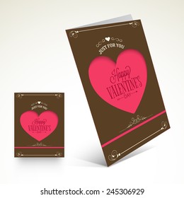 Elegant greeting card design with heart for Happy Valentines Day celebration.