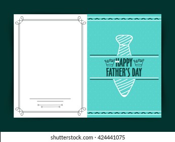 Elegant greeting card design with illustration of a tie for Happy Father's Day celebration.