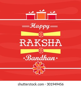 Elegant greeting card design for Indian festival of brother and sister love, Happy Raksha Bandhan celebration.