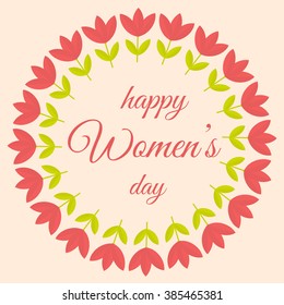 Elegant greeting card design for International Women's Day celebration.Happy International Women's Day on March 8th design background. Womens day with fresh flowers. Folk flowers