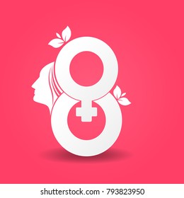 Elegant greeting card design for International women's day on 8 march concept icon. Happy Mother's Day. Woman sign vector illustration. 