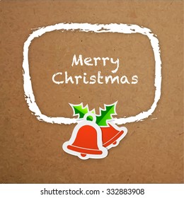Elegant greeting card design with Jingle Bells on stylish brown background for Merry Christmas celebration.