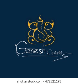 Elegant Greeting Card Design of Lord Ganesha on Flat background for Hindu Festival Ganesha Chturthi.