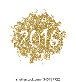 Elegant greeting card design  on gold dust decorated background for Happy New Year celebration.