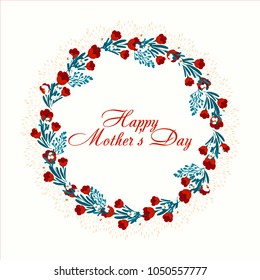 Elegant greeting card design with stylish text Mother's Day with spring colorful flowers. Vector illustration.
