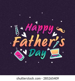 Elegant greeting card design with stylish text and various elements for Happy Father's Day celebration concept.