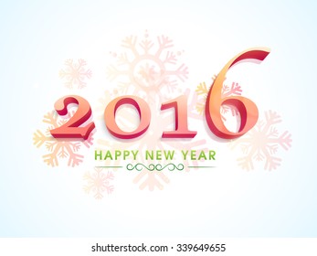 Elegant greeting card design with stylish text 2016 on snowflakes decorated background for Happy New Year celebration.