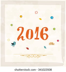 Elegant greeting card design with stylish text 2016 for Happy New Year celebration.