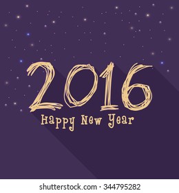 Elegant greeting card design with stylish text 2016 for Happy New Year celebration.