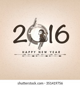 Elegante diseño de tarjetas de felicitación con elegante texto 2016 para la celebración del Año del Mono.