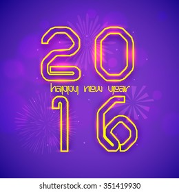 Elegant greeting card design with stylish shiny text 2016 for Happy New Year celebration.