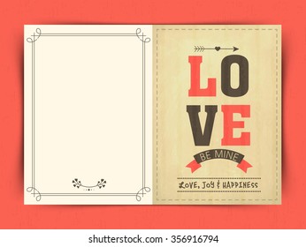 Elegant greeting card design with stylish text Love for Happy Valentine's Day celebration.