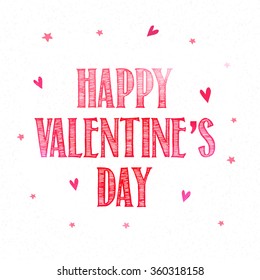Elegant greeting card design with stylish text Happy Valentine's Day on hearts and stars decorated background.