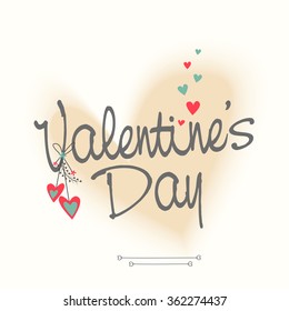 Elegant greeting card design with stylish text Happy Valentine's Day on hearts decorated background.