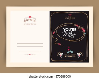 Elegant greeting card design with stylish text You'Re Mine for Happy Valentine's Day celebration.