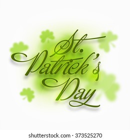 Elegant greeting card design with stylish text St. Patrick's Day on shamrock leaves decorated background.