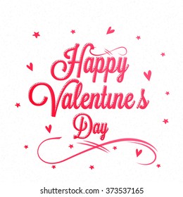 Elegant greeting card design with stylish text Happy Valentine's Day on hearts and stars decorated background.