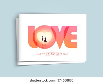 Elegant greeting card design with stylish text Love for Happy Valentine's Day celebration.