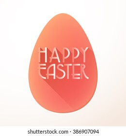 Elegant greeting card design with stylish text Happy Easter on big egg.