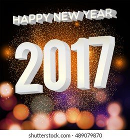 Elegant greeting card design with stylish text 2017 on shiny  background 