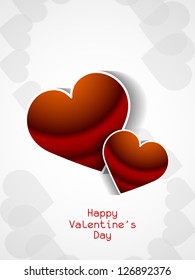 Elegant greeting card design for valentine's day with two beautiful red color hearts on white background. vector illustration