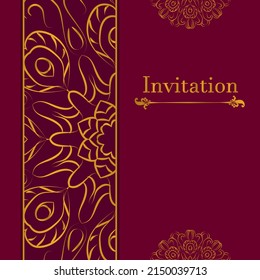 Elegant greeting card design. Vintage floral invitation card template. Luxury swirl greeting card