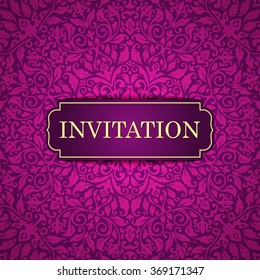 Elegant greeting card design. Vintage floral invitation card template. Luxury swirl greeting card.