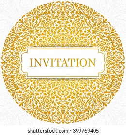 Elegant greeting card design. Vintage floral invitation card template. Luxury swirl mandala greeting card.