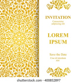 Elegant greeting card design. Vintage floral invitation card template. Luxury swirl mandala greeting card.